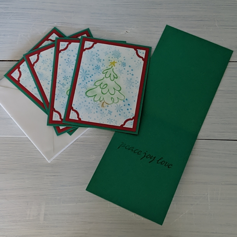 Set of 5 handmade Christmas cards with envelopes